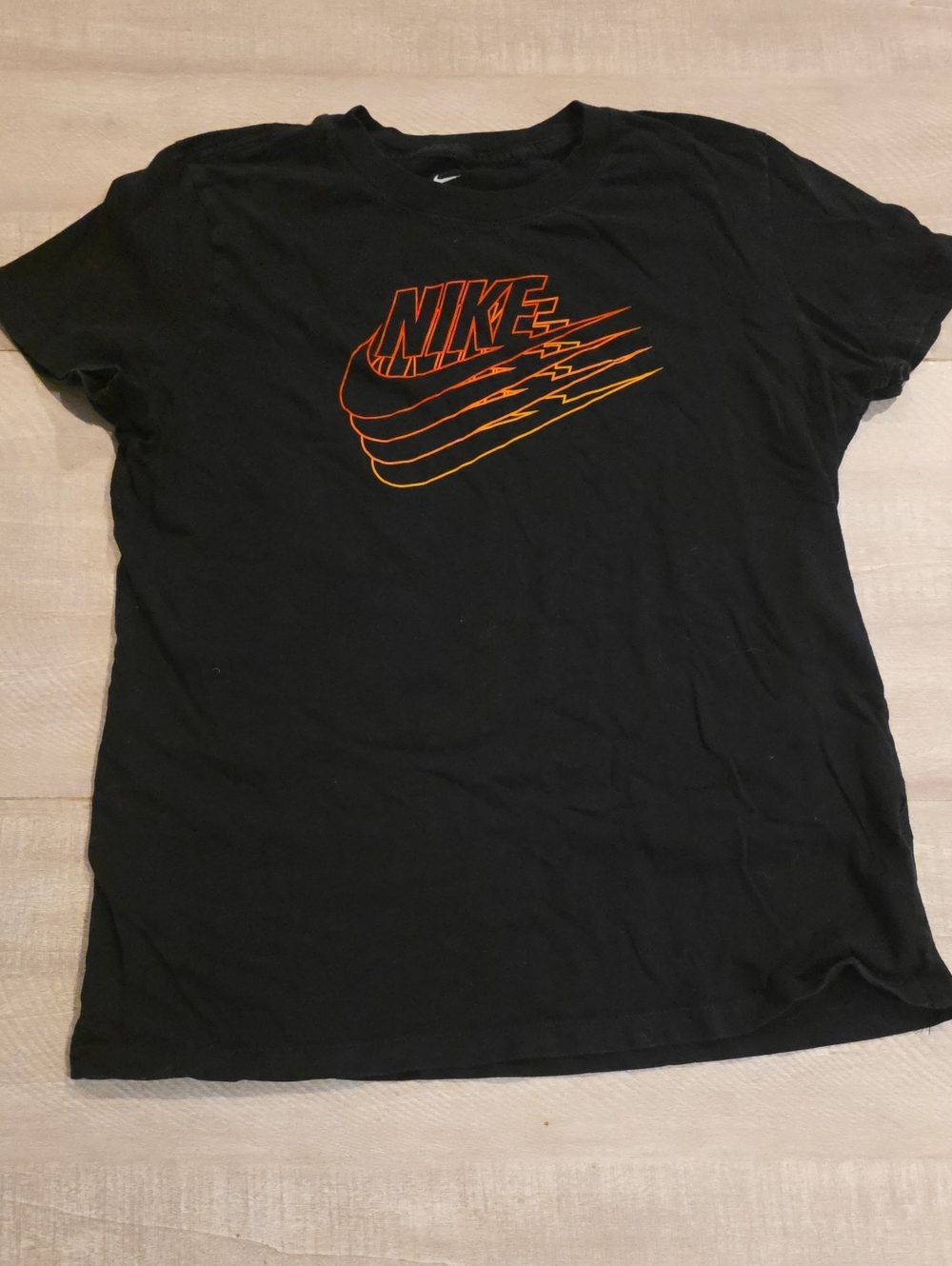 Nike Black Tee with Orange Gradient Swoosh